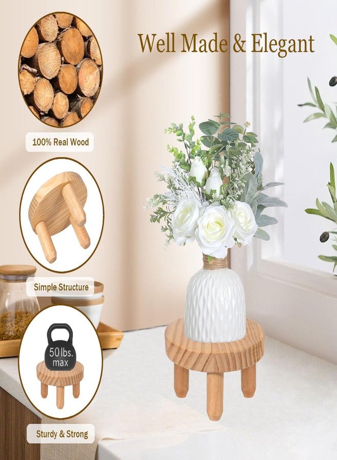 ARTORA Small Wooden Riser, Decorative Round Wood Desktop Plant Stand Mid Century Kitchen Counter Pedestal Stand for Centerpiece Pet Bowl Holder (Natural, 2 Pack) - Image 5